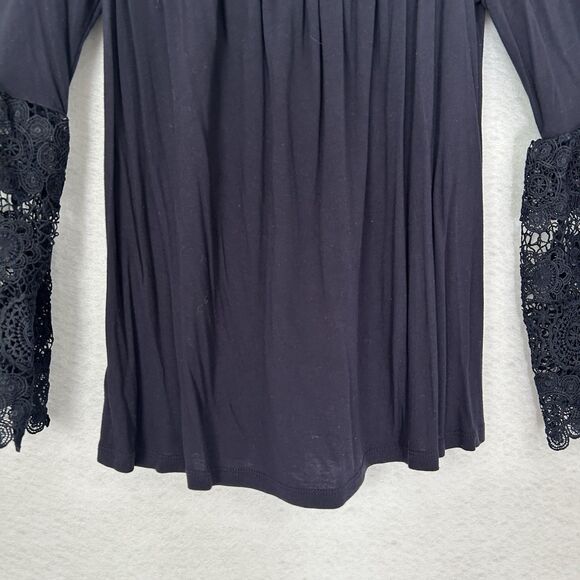 Loft Blouse Women S Navy Lace Off Shoulder Flowy Dressy Boho Fairy Goth Romantic - Picture 9 of 13